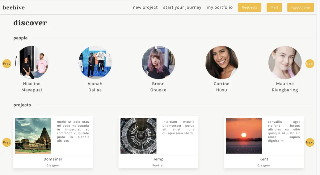 Screenshot of Beehive - The creative connect network