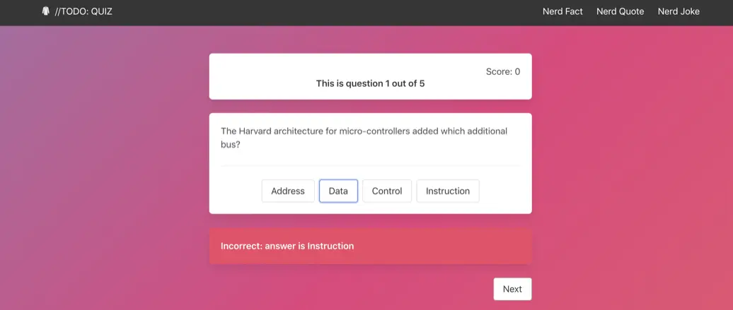 Screenshot of Todo Quiz - quiz of computer questions